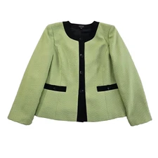 Kasper Separates Blazer Women's 14P Chartreuse Performance 4 Button EUC Workwear