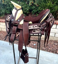 15" BROWN CHARRO SADDLE, MONTURA CHARRA PARA CABALLO, Horse Gear Tack