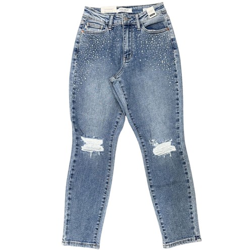 Judy Blue Womens Rhinestone Embellished High Waisted Slim Fit Jeans - Picture 8 of 20