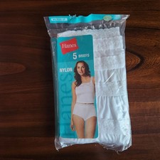 2008 Hanes Nylon Briefs 5 Pack Women's Size 5 / Small Lace Waist White New