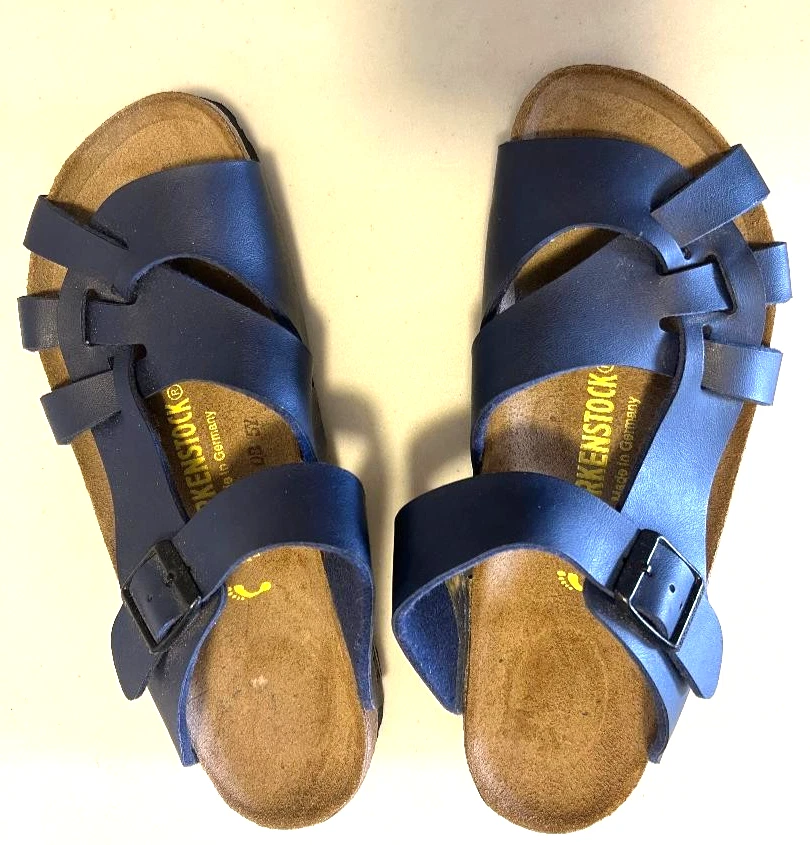 New Not Tags Birkenstock Royal Blue Slide Sandals Arizona Soft Footbed Suede Leather in Color New Navy Tonal  main image 3