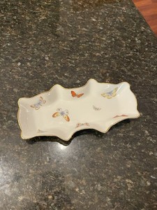 Vintage Limoges Butterfly Dresser Vanity Trinket Tray France Rare 9”× 4.5”