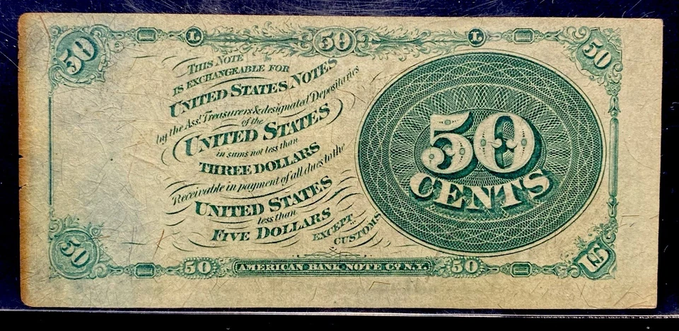 Moneda fraccionaria FR# 1376 50c 1869, Estados Unidos cuarta cuarta emisión, PMG AU50 Foto 4 de 4