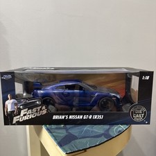 JADA FAST & FURIOUS BRIAN'S 2009 NISSAN SKYLINE GT-R R35 BLUE 1:18 DIECAST  #35