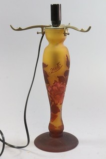 38cm Art Nouveau Table Lamp Cut Glass Signed Gallé (IJ947)