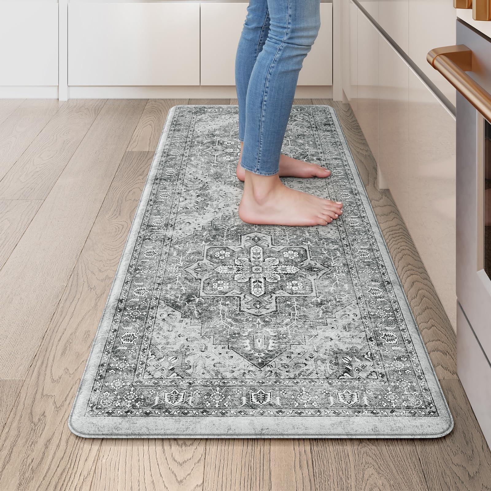 Boho Anti-Fatigue Kitchen Mat with Non-Slip Cushioned Design