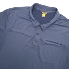 Eddie Bauer Polo Shirt Mens XL Blue Solid Zip Pocket Performance Stretch