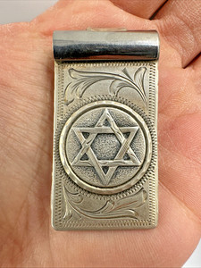 Vintage Mexico Sterling Silver Money Clip Star Of David .925 ~21g Judaica Jewish