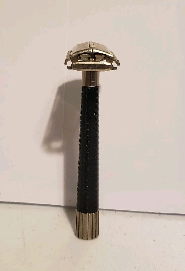 Vintage Schick Krona Safety Razor Black Flared Handle