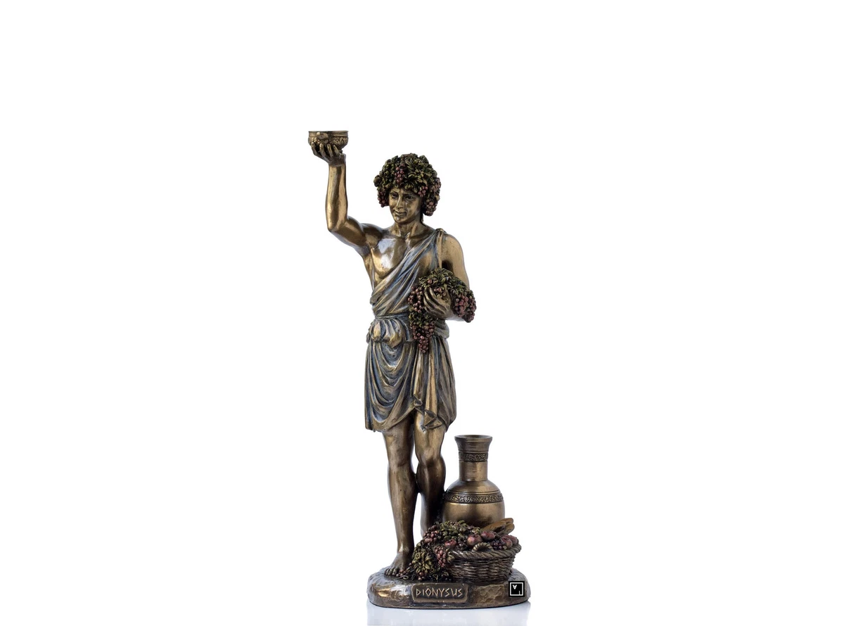 Statue Dionysos Façon Bronze - Sculpture Mythologie Veronese, Résine Sur Socle