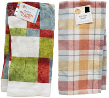 Set of 2 Different Printed Kitchen Terry Towels 15"x25" MULTICOLOR DESIGNS, AM
