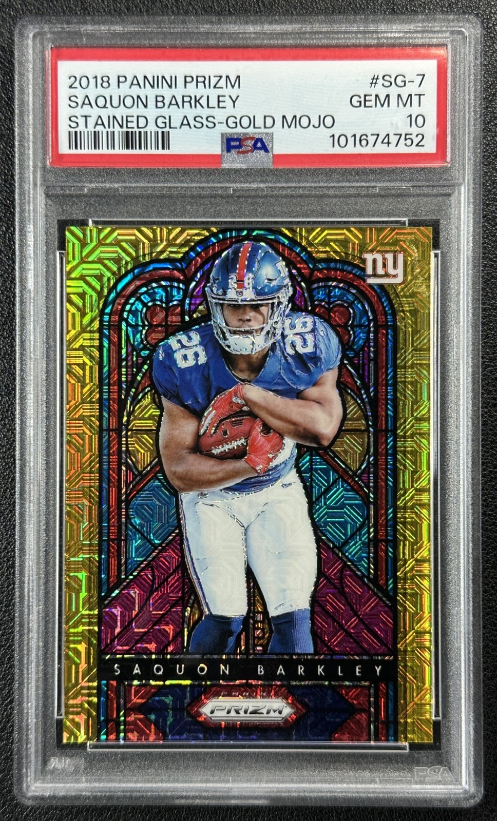 Saquon Barkley Panini Prizm Stained Glass #SG7 Gold Mojo
