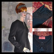 Emanuel Ungaro Parallele Paris Design Pristine Evening Jacket Black Sz 8 Beaded