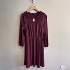Talbots petites dress women MP burgundy pullover elastic waist NWT office casual