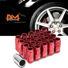 M12x1.25 Red Jdm Open End Cone Wheel Lug Nutsspline Lockskey 21mmx50mm 20pc M12x1.25 Red Jdm Open End Cone Wheel Lug Nutsspline Lockskey 21mmx50mm 20pc