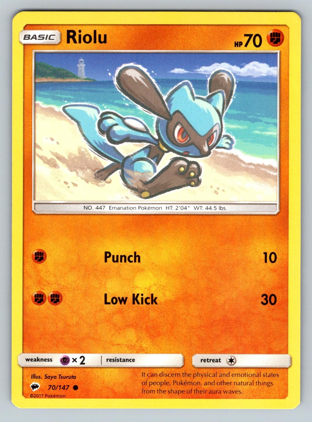 Riolu 70/147 Common Burning Shadows Pokemon Moderately Played BUS