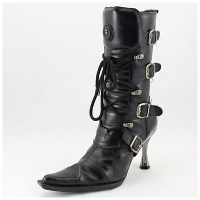 New Rock Stiefel Gr. 37 Malicia Stiefeletten schwarz mit Schnallen (#2875)