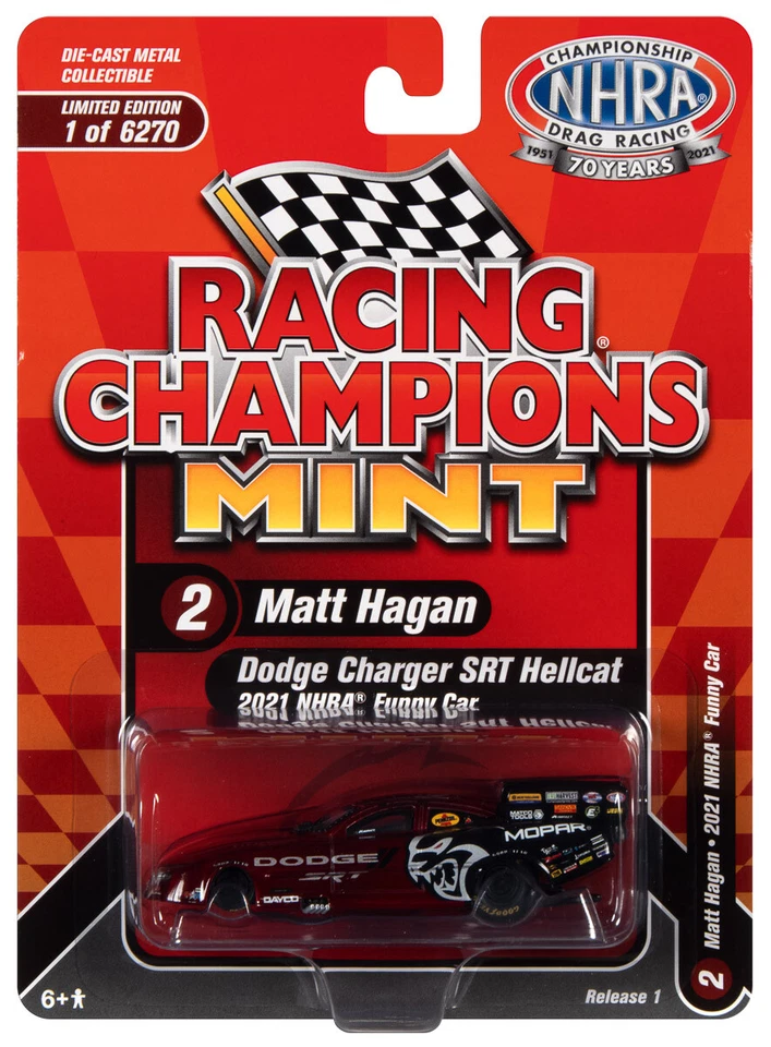 Racing Champions carro fundido 1:64 Matt Hagan '21 carregador Hellcat carro engraçado RC014 - Imagem 4 de 4