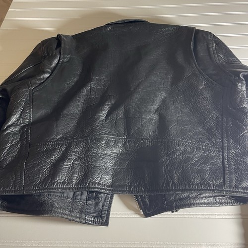 Vintage: Black LEATHER Motorcycle Jacket by UNIK Leather Apparel - Size M - Picture 15 of 15