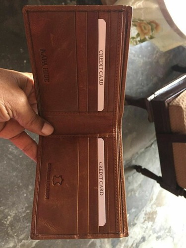 CLASSIC RFID Blocking Full OF Grain Leather MULTIPLE SLOT Bifold Wallet BROWN - Picture 7 of 7