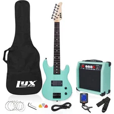 LyxPro Beginner 30” Electric Guitar & Electric Guitar Accessories, Green