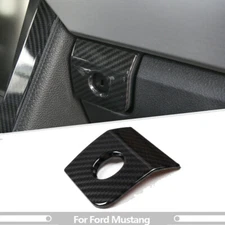 Carbon Fiber Dash Passenger Storage Box Switch Cover Bezel for Ford Mustang 15+