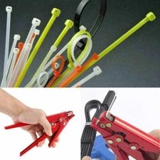 Nylon Cable Belt Wire Zip Tie Tension String Strap Cutter Gun Fasten Tightener