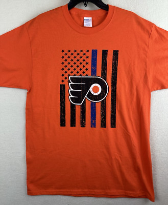 Philadelphia Flyers Orange T-shirt Mens L NHL Hockey First Responders Graphic