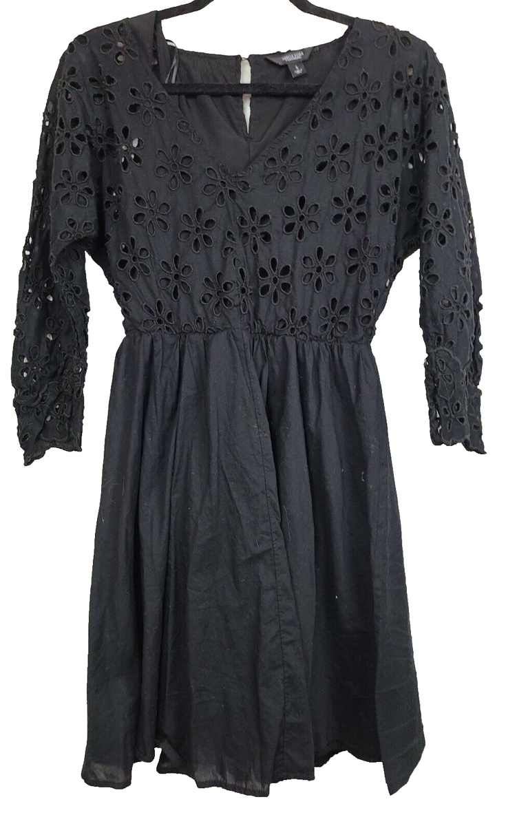 women's simply vera vera wang short holiday dress Simply Vera Vera Wang Womens Fit & Flare Mini Dress Small Black Eyelet  Classic