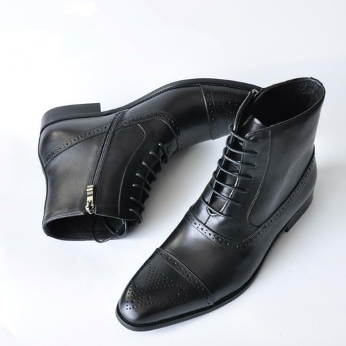 Brogue Mens Zipper High Top Ankle Boots 