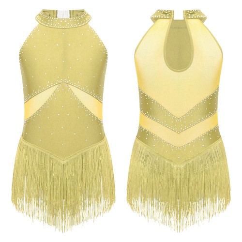 Girls Latin Dance Dress Sparkly Tassel Leotard Hip Hop Jazz Fringed AU - Picture 40 of 61