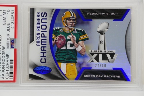 2016 Panini Certified #11 Aaron Rodgers Certified Champ. Mirror Blue/50 🔥PSA 10 - Picture 4 of 7