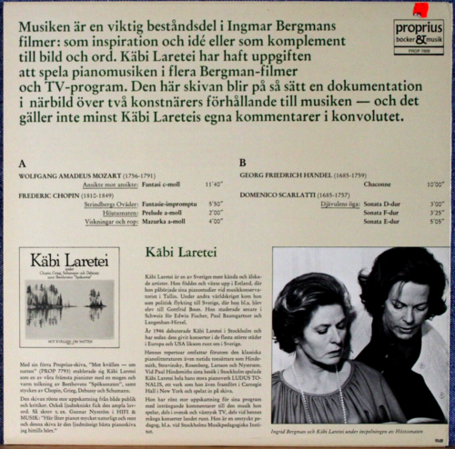 Laretei. Mozart, Chopin, Händel, Scarlatti. Proprius PROP 7809. NM - Bild 2 von 2
