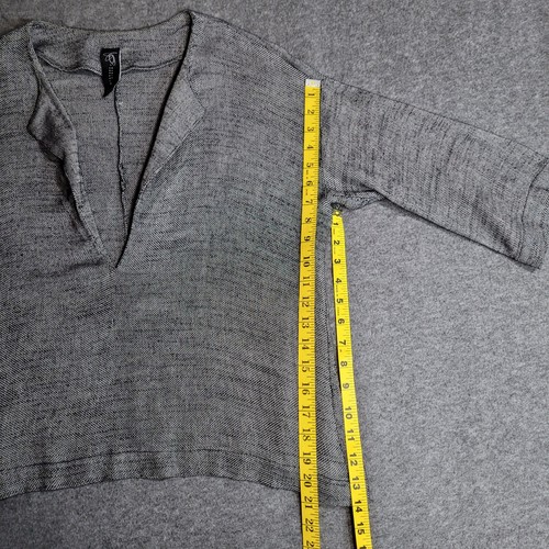 Zero + Maria Cornejo Top Womens 4 Modern Boxy Gray Linen Blend Open Weave V Neck - Picture 4 of 12