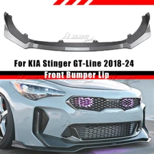 For Kia Stinger 2018-24 2021 2022 Carbon Fiber Look Front Bumper Spoiler Lip Kit