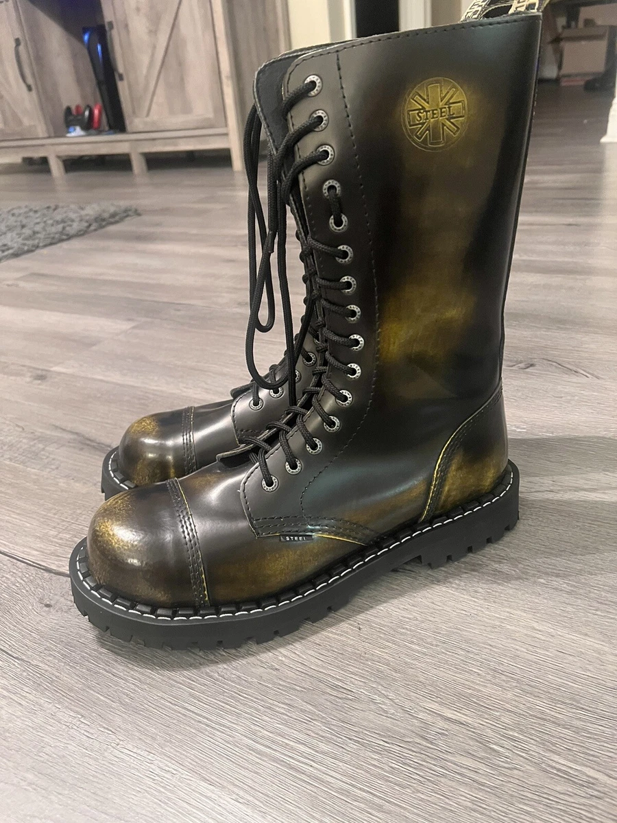Drama Dwingend Maak een sneeuwpop Steel Boots UK11 US12 Black Leather Yellow/gold Run Off Never Worn 15 Eye | eBay Drama Dwingend Maak een sneeuwpop Steel Boots UK11 US12 Black Leather Yellow/gold Run Off Never Worn 15 Eye | eBay