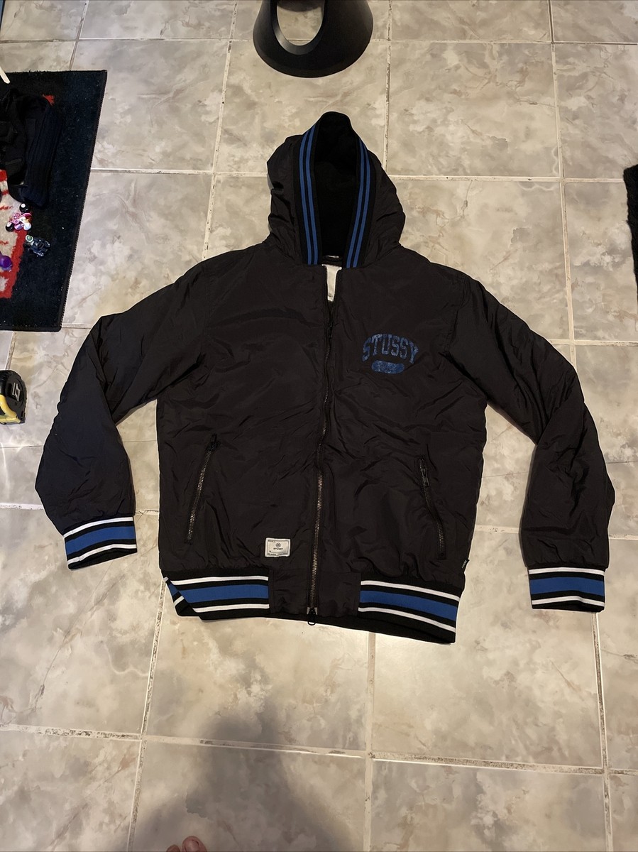 Vintage Y2K Stussy Gear Thermolite Bomber Jacket - Black Blue SZ  