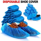 Disposable Shoe Covers Overshoe Protector Waterproof Reusable Mud Rain Blue 100