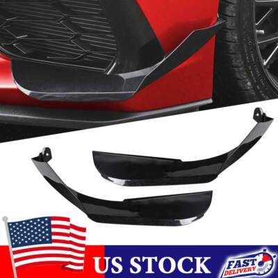 Gloss Black Canards Front Bumper Splitters Fins For Corvette C8 Z51 2020-2024 CT