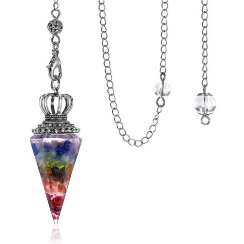 Natural Healing Crystal Pendulum Amethyst Rose Quartz Resin Chakra Stone Pendant - Afbeelding 1 van 39