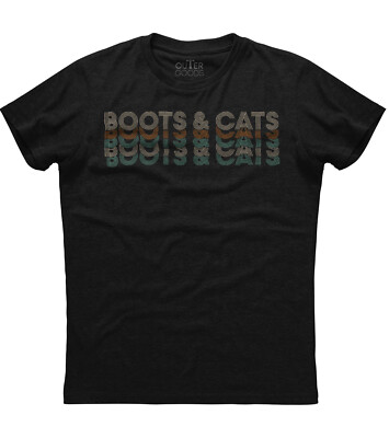 Boots and Cats - Funny House & Techno DJ Mens Short Sleeve Cotton Black T-shirt