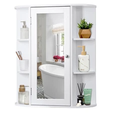 Bathroom Cabinet Single Door Wall Mount Medicine Cabinet with Mirror Shelf