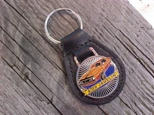 AMC AMX JAVELIN CHROME LEATHER KEY FOB AMERICAN MOTORS STUNNING KEY HOLDER