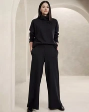 Banana Republic Women’s WIDE-LEG EVERYWHERE PONTE PANT Black Sz Small #603873