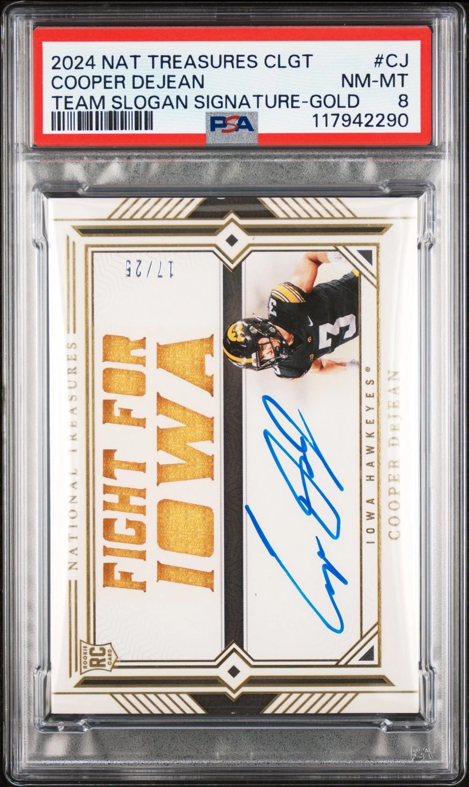 Cooper DeJean Panini National Treasures Collegiate Team Slogan Signatures #CJ Gold