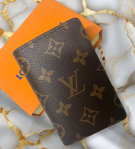 LV Louis Vuitton Pocket Organizer Monogram Eclipse Brown with box.