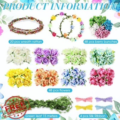 Zeyune Flower Crown Making Kit 20 Sets Spring Tea Party DIY Headband Garland