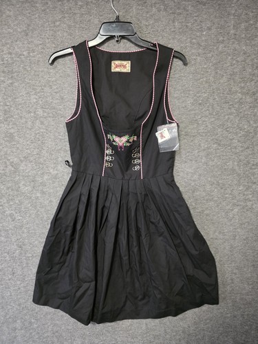 Stockerpoint Dirndl German Dress Sz 36 Oktoberfest Black Pink No Ribbon Milkmaid