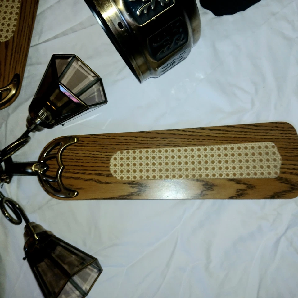 Unique & Elegant Vintage Ceiling Fan Brass & Glass 5 Lights 52" Open Box - Image 4 of 4