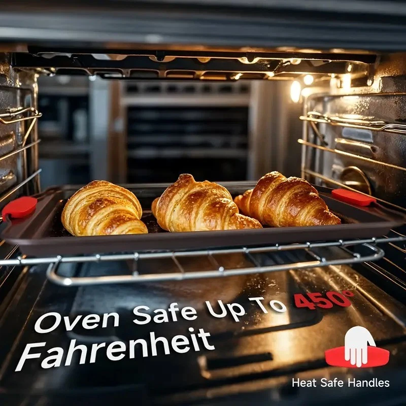 3PCS Kitchen Oven Baking Pans Nonstick Baking Sheets Set Metal Bakeware - Image 3 of 4